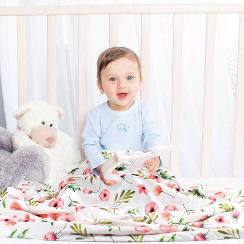 Nialnant Floral Baby Girl Blanket, Soft Plush Baby Blankets for Girls, Receiving Blankets Neutral Toddler Blanket, Girl
