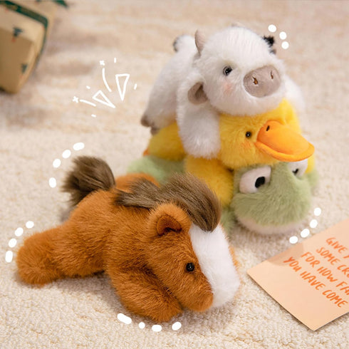7.8" PEACH CAT Horse Stuffed Animal Cute Plushies Small Plush Toys Gifts for Kids Brown