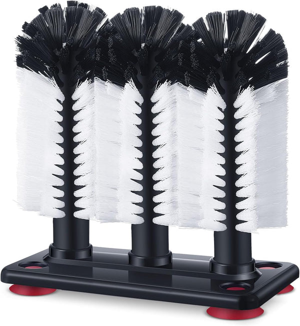 Havawish 1 Pack Water Bottle Cleaning Brush with Suction Base, 3 Head Bristle