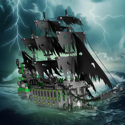 1573 Set 14+ WINGIFT Pcs Pirate Ship Building with LED Light,STEM Ghost Ship Flying Dutchman Building Toy,Model Boat