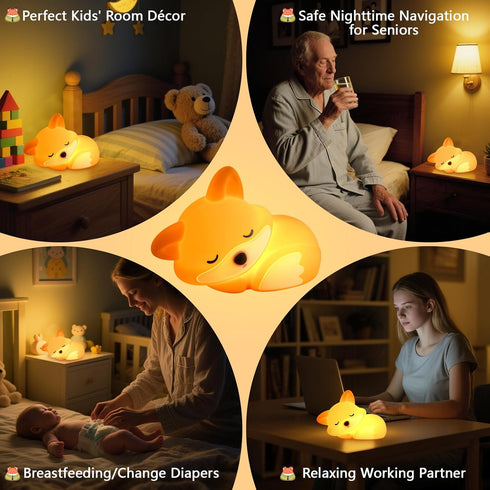 Dimmable YR YRHH-PET Cute Fox Lamp, Fox Night Light for Kids, Squishy Rechargeable Toy, Baby Nursrery Nightlight