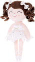 Gloveleya Baby Dolls Soft Snuggly Curly Hair Ballerina Doll, Plush Ballet Doll with Lace Mesh Dress, White 14 inches