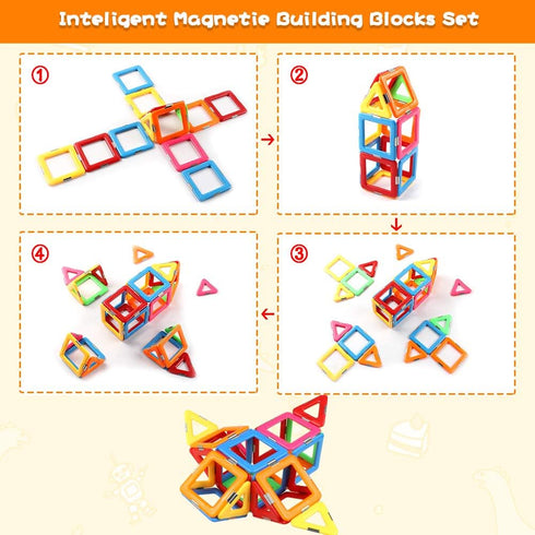 3+ Set Coodoo Upgraded Magnetic Blocks Tough Tiles STEM Toys for Year Old Boys and Girls Learning by Playing Games