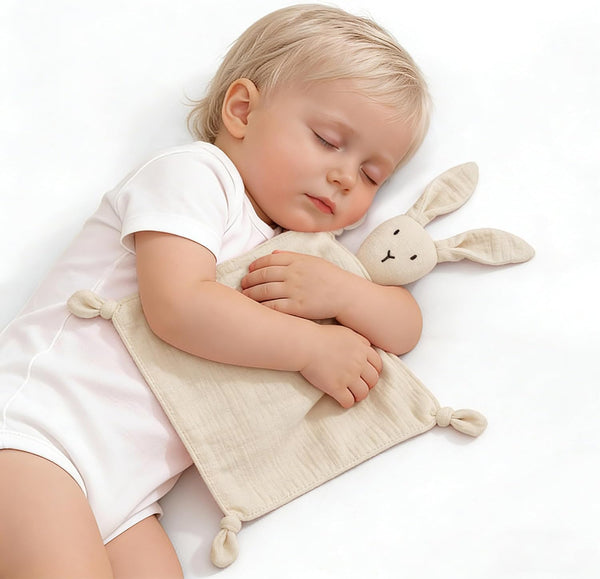 ZIGJOY Bunny Lovey Muslin Cotton Baby Security Blanket Soft Breathable Lovies for