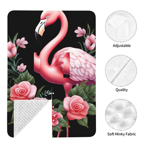 Zhbvncp Cute Flamingo with Flowers Baby Car Seat Cover & Breastfeeding Nursing Cover - Breathable Stretch Fabric