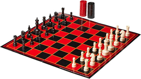Pressman Chess / Checkers / Backgammon - 3 Games in One with Full Size Staunton Pieces, 15.62 x 8.00 x 1.50 Inches