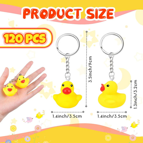 Deekin 60 Pcs Rubber Duck Keychain - 2.17 Inch Tiny Ducks for Party Favors & Birthday Supplies