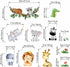 Jungle Baby Animals Wall Stickers - Elephant Lion Tiger Giraffe Wall Decals - Nursery Kids Girls Boys Room Daycare