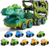 10 1 9 3-5 3 4 5 6 7 8 IHAHA in Dinosaur Truck Toys with Dino Cars for Kids Years, Dino Carrier Truck with Foldable