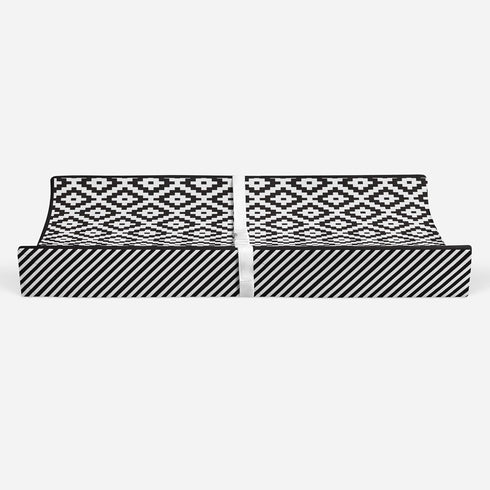 Stylish Black/White Striped Diaper Changing Pad Cover