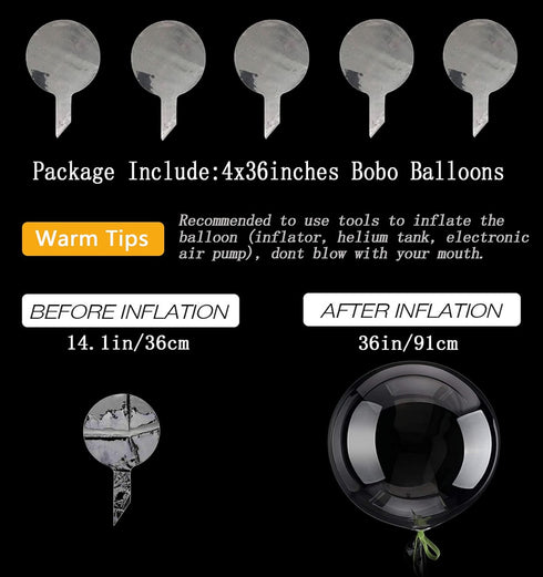 36 Inch Bobo Balloons - 4 Pcs Clear Bubble Balloons for Christmas Wedding Birthday Party Decoration