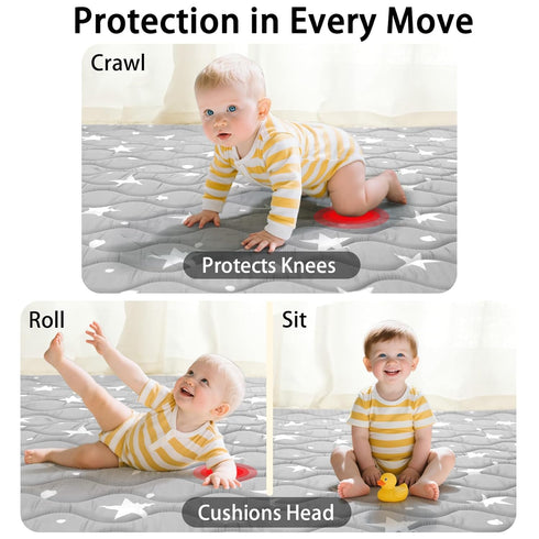 50x50 Baby Play Mat, Playpen Mat, Thick Soft Foam Playmats for Baby, Foldable and Washable Crawling Mat for Floor (Gray