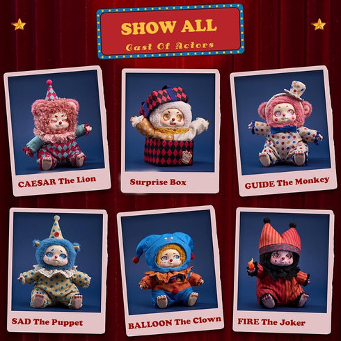 (1PC) CALEMBOU Plush Doll Blind Box Figures, Timeshare Cino Dream Tour Circus Series Stuffed Mystery Box Toy, Kawaii