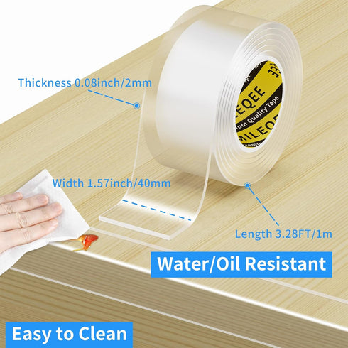 MILEQEE 2Pack 1.57in 3.28FT(6.56FT Clear Edge Protector Strip, x Total), Sharp Edge Wrap Cover Tape, Self Adhesive