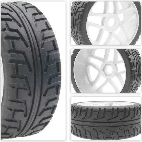 ShareGoo OD 4.09" Rubber 1/8 RC Buggy Tires and 17mm Hex Wheels Rim Compatible with Arrma Typhon Kyosho Losi VRX Redcat