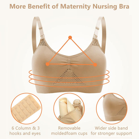 Hands-Free Nursing Bra for Large Bust - Wireless Maternity Bralette