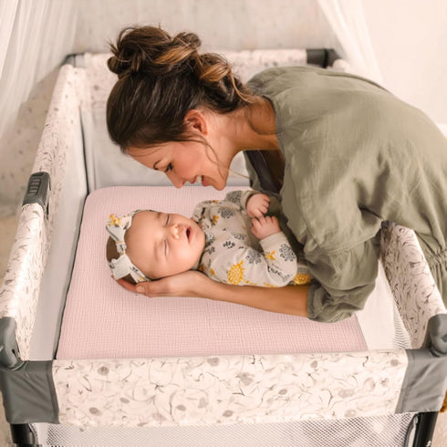 2-Pack: Pack lulumoon Mini Crib Sheets Soft Muslin Cotton and Play Sheets for Playard Mattress - Boho Floral Print