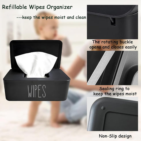 illikkuyax Refillable,7.28" 4.80" 2.75" Sleek Baby Wipes Dispenser Easy to Access Bathroom Flushable Butt Wipes