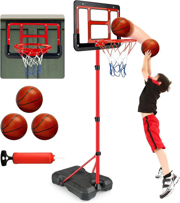 Boys Toy Gifts for 3-8 Years Old, Adjustable Height Kids Basketball Hoop 3.5FT-6.2FT, Indoor Outdoor Game Gifts