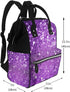 HCBPWVQA Backpack Daypacks Backpack Mommy Sparkling Purple Glitter Diaper Bag with Changing Pad and Pacifier Holder