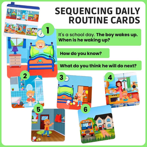 Sequencing Daily Routine Conversation Cards | Learning Material for Social Skills & Emotional Intelligence| Speech