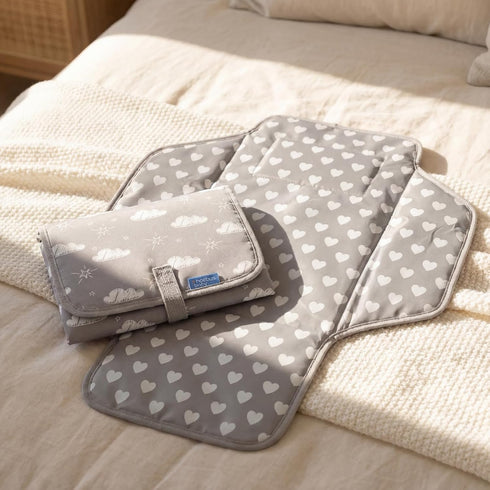 Baby Portable Changing Pad Travel - Waterproof Compact Diaper Changing Mat with Built-in Pillow - Lightweight