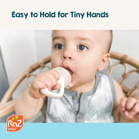 Solids/Frozen 6M+, 2-Pack RaZbaby Baby Fruit Feeder Pacifier, Infant Teether Toy BPA-Free, Safely Introduce Solids