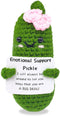 SIMXEHAY Emotional Encouraging Pickle,Funny Pickle with Support Card,Cute Knitted Crochet Dolls Soft Plush