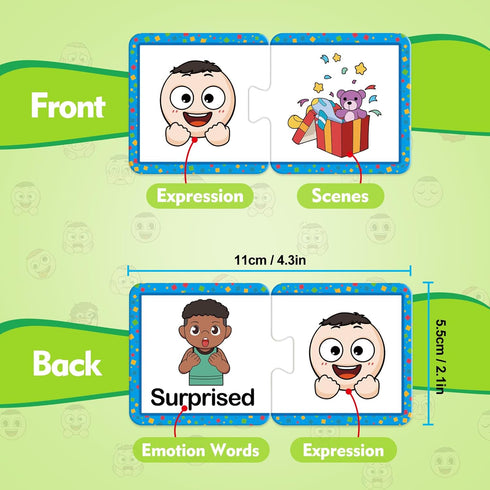 Feelings & Emotions Puzzle Cards, Social Emotional Learning Toys for Kids, Speech Therapy Games, ADHD, Autism Materials
