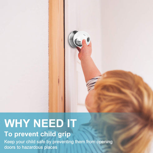 Child Door Knob Safety Cover (4 Pack) - New Design to Prevent Kids from Opening Doors, Fits Most Knobs