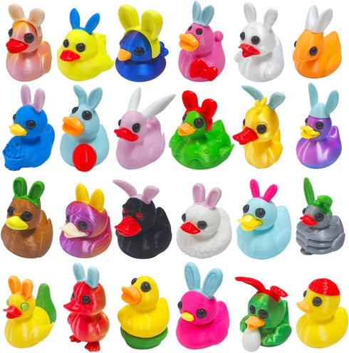 24 3D Pcs Prefilled Easter Eggs with Print Easter Ducks Toys Inside for Kids Girls Boys Easter Basket Stuffers Party