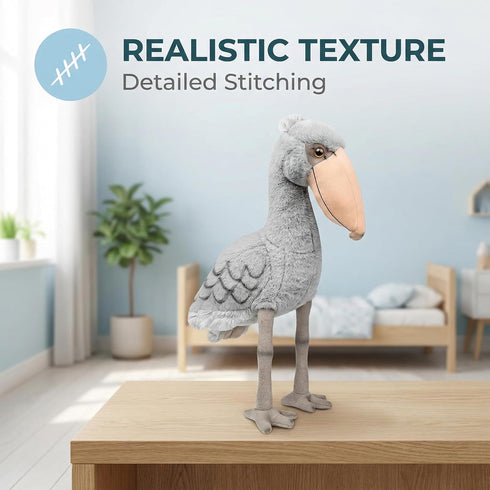 ZHONGXIN MADE 18.5inch Large Shoebill Plush Toy - Lifelike Stork Stuffed Animal, Cute Grey Shoebill Toy for Home