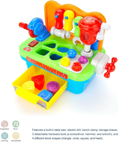 1 1-3, Set Toddler Tool Bench Toys for Year Old Boy, Kids Tool Bench Toys for Toddlers Multifunctional Early Learning