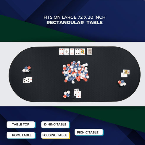 72 30 Inches, 10 Poker Table Mat x Poker Table Top with Storage Bag, Portable Rubber Backed Fits Up to Players