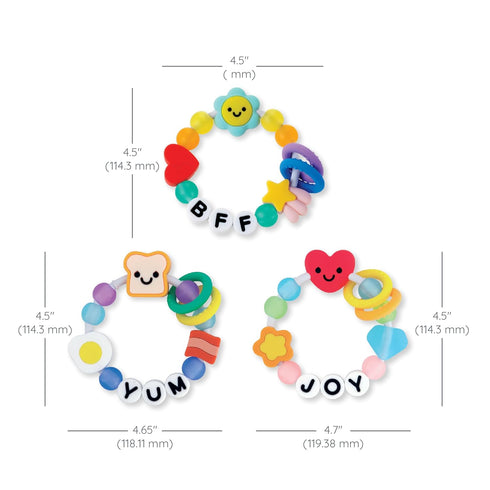 3-Pack Infantino Friendship Baby Teethers, Soft Silicone Teething Toys, Sensory Textures, Easy to Grip, BPA-Free