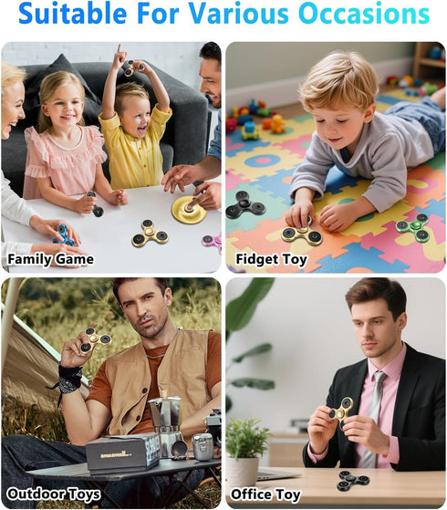ATESSON Fidget Spinner Gold Stress Relief Reducer Toys, High Speed Bearing Metal Hand Spinners for Kids Adults