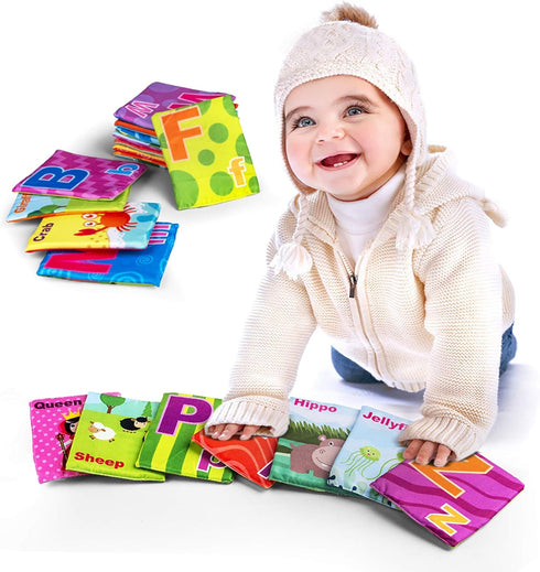 MoraBaby 26 0 1 2 3 Pieces Soft Alphabet Cards with Cloth Storage Bag for Babies Infants, Toddlers and Kids ABCs