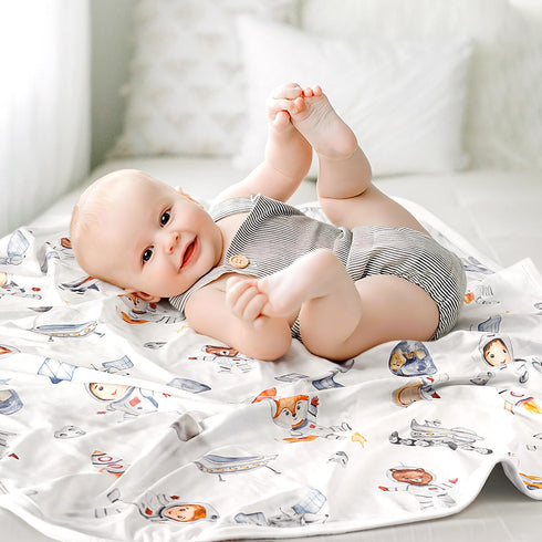 2 Pack, 34 44 GRSSDER Reversible Baby Swaddle Blankets Super Soft Jersey Knit Baby Quilt Blanket for Baby Boys