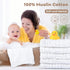 100% 6 Pack 12x12in Yoofoss Muslin Baby Washcloths Cotton Face Towels Wash Cloths for Baby Soft and Absorbent Baby
