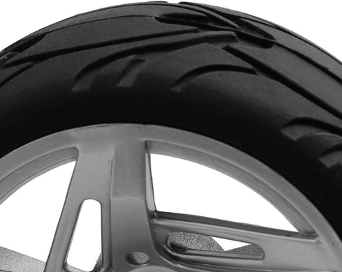 Mxfans RC 12mm Hux Wheel Rims & Rubber Tires for RC 1:10 On Road Drift Car, Pack of 4