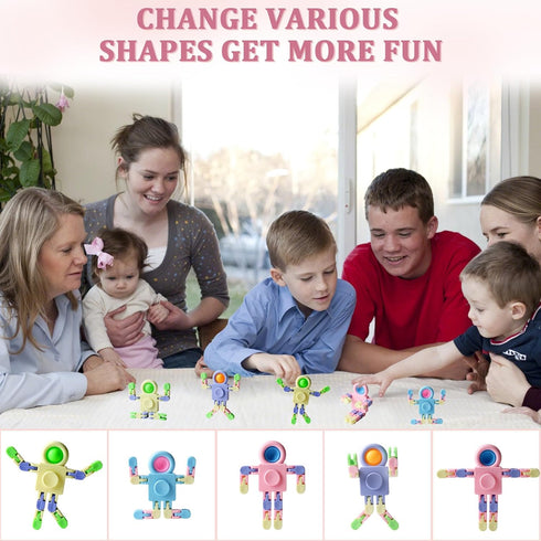 REHALY Gift(24 Robot Fidget Spinners Toys Transformable Fingertip Gyro Chain Toy Deformable DIY Stress Relief Fidget