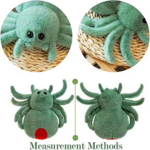 Soft Fur Huggable Green Spider Plush Toy, Adorable 9.8-inch Jumping Spider Doll for Kids & Adults