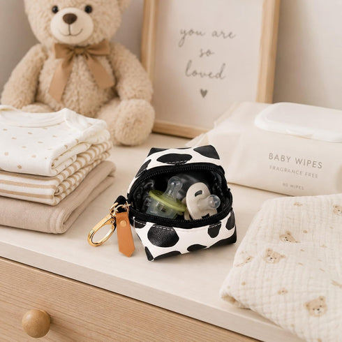 LUOZZY Pacifier Holder Pouch - Portable Pacifier Case with Cows Pattern, Easily Attach to Diaper Bags or Purse