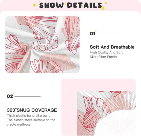 Cozy 28 52 9 Inches Kigai Coral Seashell Crib Sheets - Stretchy Fitted Crib Sheets for Boys Girls, Unisex Baby Crib