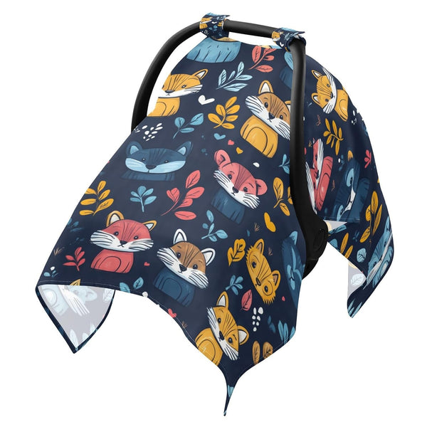Dalzium Cute Wild Animals Fox Car Seat Cover Baby, Carseat Canopy Cover for