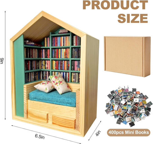Wanheart 400 Pcs Mini Books-Anxiety Bookshelf,Mini Bookstore,Shake Off Your Anxiety,Office Decor Mini