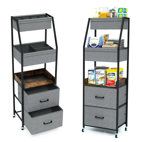 Lurgno Baby Diaper Caddy Organizer and Storage - 5 Tier Rolling Cart with