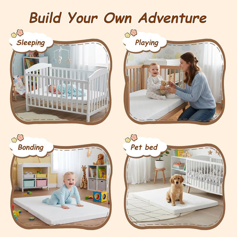 Pack 38"x26", Pack and Play Mattress Waterproof Portable Crib N Play Mattresses with Washable Cover and Travel Bag