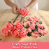 12 Set, Pink Roses Building Block Bouquet Symbol of Love, Admiration & Gratitude Romantic Gift for Wife, Mom, Daughter