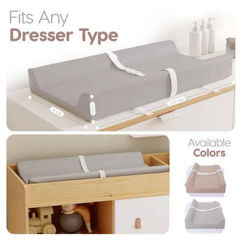 Waterproof Vegan Leather Contoured Baby Changing Pad | Wipe-Clean PU Leather Diaper Change Mat, Soft, Wipeable